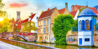 Desenhos de Bruges Canal Sunset Jigsaw Puzzle para colorir