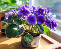 African Violet in Sunlight Jigsaw Puzzle