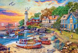 American Harbor Town Jigsaw Puzzle