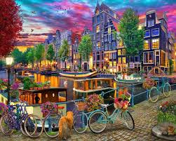 Desenhos de Amsterdam Canal Jigsaw Puzzle para colorir