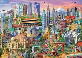 Desenhos de Asia Landmarks Jigsaw Puzzle para colorir