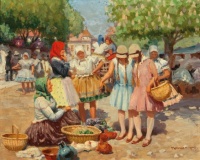 Desenhos de At the Market Jigsaw Puzzle para colorir