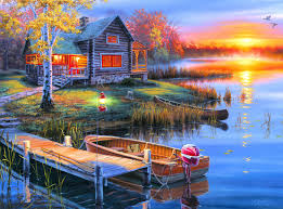 Desenhos de Autumn at the Lake Jigsaw Puzzle para colorir