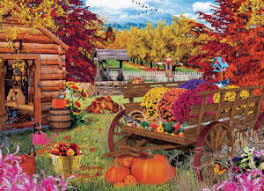 Autumn Garden Wagon Jigsaw Puzzle