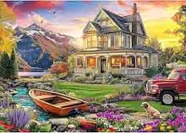 Autumn Landscape – Villa and Dog Jigsaw Puzzle