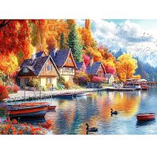 Autumn Maple Leaf Lakeside Jigsaw Puzzle