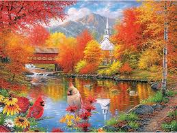 Desenhos de Autumn Tranquility – Abraham Hunter Jigsaw Puzzle para colorir