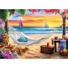 Beach Sunset Boat Jigsaw Puzzle