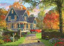 Blue Country House Jigsaw Puzzle