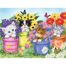 Cats in Flower Pots Jigsaw Puzzle