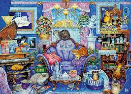 Cats in The Blue Room Jigsaw Puzzle