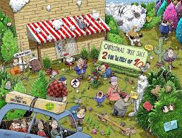 Chaos at the Christmas Tree Farm Jigsaw Puzzle