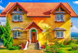 Desenhos de Charming Yellow House Jigsaw Puzzle para colorir