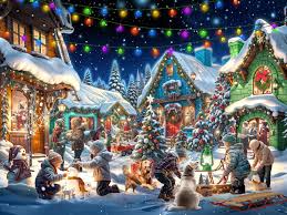 Desenhos de Christmas Town Jigsaw Puzzle para colorir