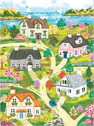 Coastal Cottage Town Jigsaw Puzzle