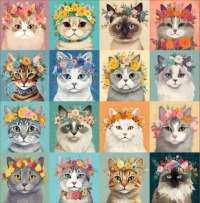 Colorful Cat Flower Crowns Jigsaw Puzzle
