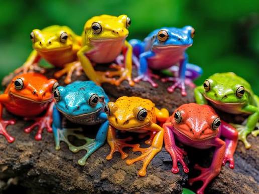 Colorful Frogs Rendezvous Jigsaw Puzzle