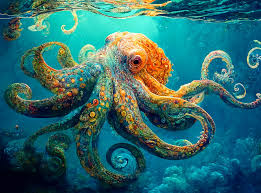 Desenhos de Deep Blue Octopus Odyssey Jigsaw Puzzle para colorir