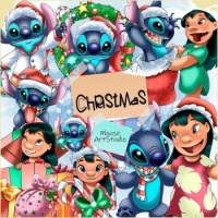 Desenhos de Disney Lilo and Stitch Christmas Jigsaw Puzzle para colorir