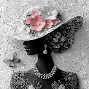 Elegant Woman with Floral Hat Jigsaw Puzzle