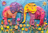 Elephants Art Jigsaw Puzzle