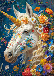 Enchanted Unicorn with Flower Art Jigsaw Puzzle