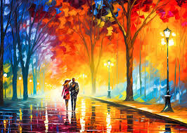 Evening Walk on Rainy Day Jigsaw Puzzle