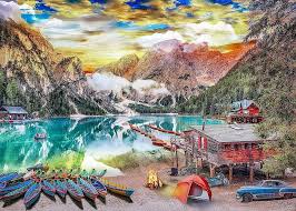 Families Lakeside View Jigsaw Puzzle
