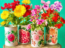 Desenhos de Flower Cans Jigsaw Puzzle para colorir