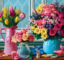 Desenhos de Flowers in Vases Jigsaw Puzzle para colorir