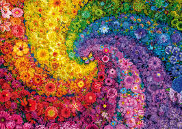 Flowers Rainbow Swirl Jigsaw Puzzle