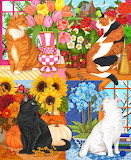 Desenhos de Four Seasons of Cats Jigsaw Puzzle para colorir