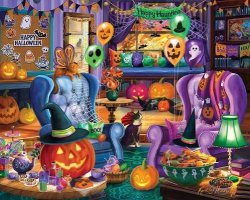 Desenhos de Halloween Library Jigsaw Puzzle para colorir