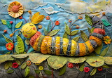 Happy Caterpillar – fabric collage Jigsaw Puzzle