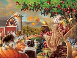 Desenhos de Harvest Market Hounds Jigsaw Puzzle para colorir