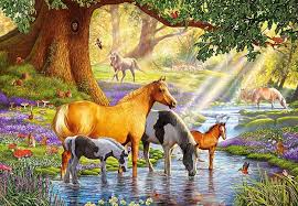 Horses by the Stream Jigsaw Puzzle