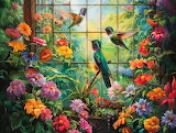 Desenhos de Hummingbirds in the Greenhouse Jigsaw Puzzle para colorir