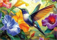 Desenhos de Hummingbird and Flowers Jigsaw Puzzle para colorir