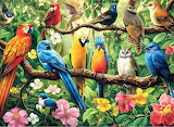 Jungle Birds and Flower Jigsaw Puzzle