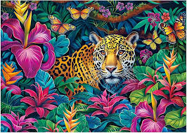 Desenhos de Jungle Leopard Jigsaw Puzzle para colorir