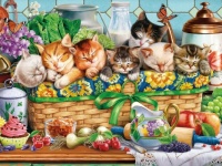 Kittens in a Basket Jigsaw Puzzle