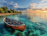 Old Boat in Tropical Glow Jigsaw Puzzle