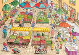 Desenhos de On The Market Jigsaw Puzzle para colorir