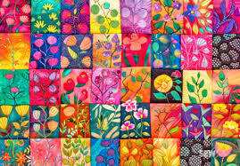 Desenhos de Patchwork Floral Quilt Jigsaw Puzzle para colorir