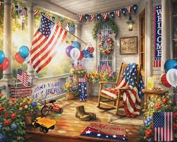 Patriotic Porch 4th of July America Jigsaw Puzzle