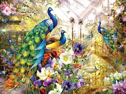 Peacock in Solar Greenhouse Jigsaw Puzzle