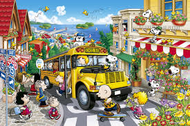 Desenhos de PEANUTS Happy School Bus Jigsaw Puzzle para colorir