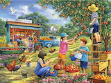 Desenhos de Picking Apples Jigsaw Puzzle para colorir