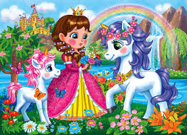 Desenhos de Princess and Unicorns Jigsaw Puzzle para colorir