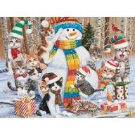 Purr-fect Snowman and Cats Jigsaw Puzzle